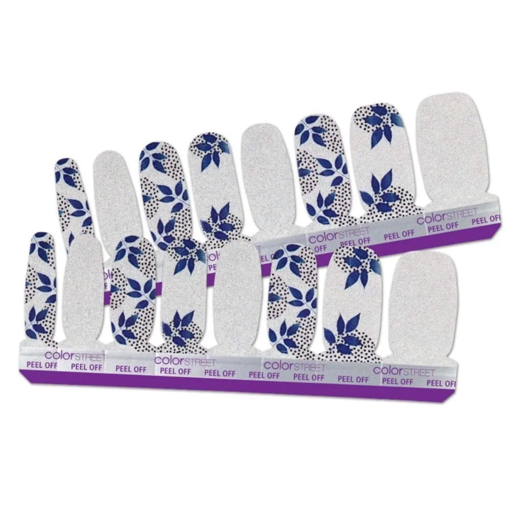 *Retired* Color Street: Leaf it to Me | Silver Blue Fall Shimmer Metallic Dots